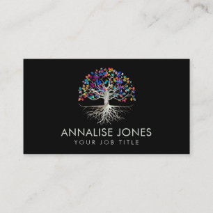 Carte De Visite Arbre de vie - Yggdrasil - Perle - feuilles coloré