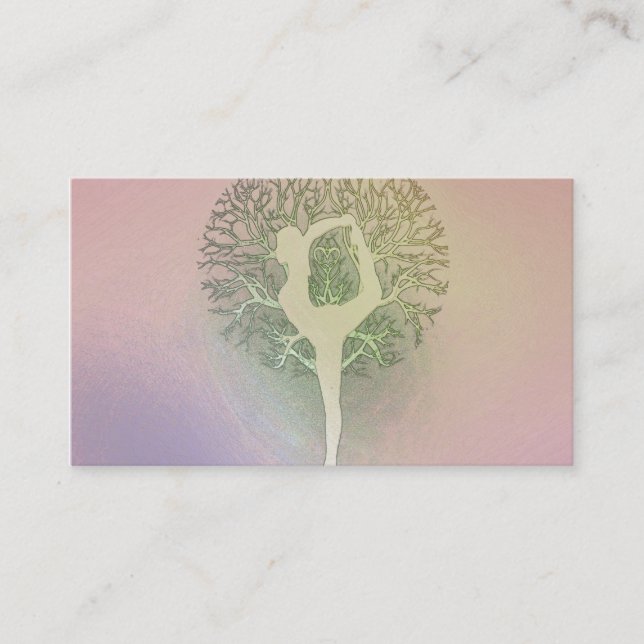 Carte De Visite Arbre de yoga d'arc-en-ciel de rose en pastel (Devant)