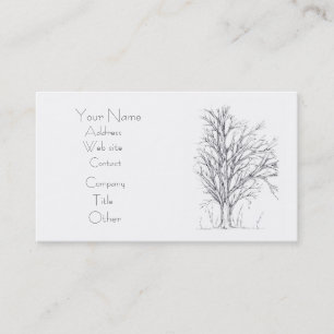 Carte De Visite Arbre d'hiver Dessin botanique noir Nature Art