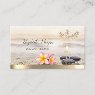Carte De Visite Arbre d'or femmes Silhouette, Fleurs, Yoga