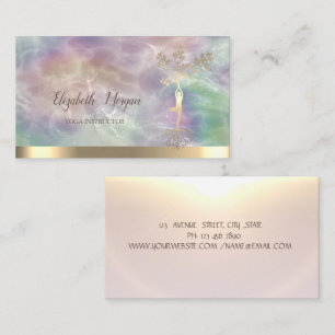 Carte De Visite Arbre d'or femmes Silhouette Holographique Pearl