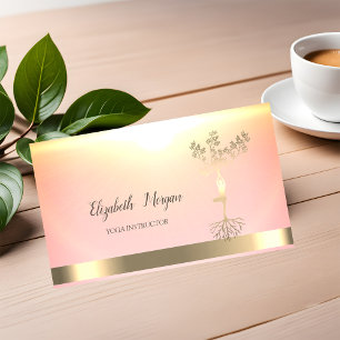 Carte De Visite Arbre d'or femmes Silhouette Yoga brillant