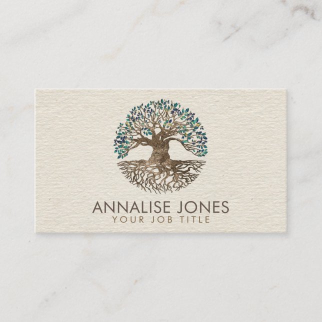 Carte De Visite Arbre doré de la vie - Yggdrasil - Feuilles de mar (Devant)