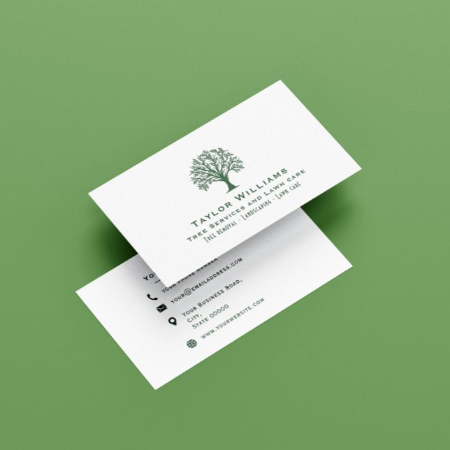 Carte De Visite Arbre Service Landscaping Pelouse Entretien Vert E (Créateur téléchargé)