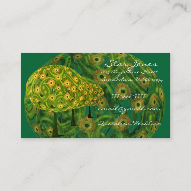 Carte De Visite Arbre SunFlowers Business (Devant)