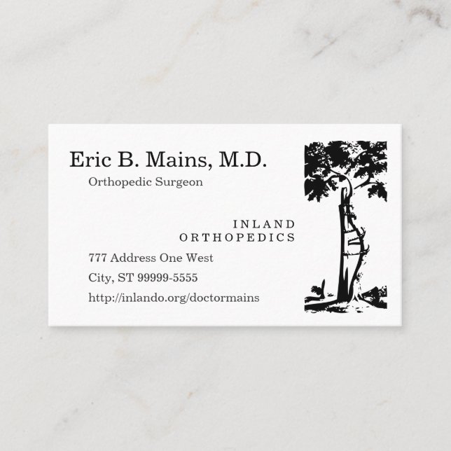 Carte De Visite Arbre tordu de chirurgien orthopédique (Devant)