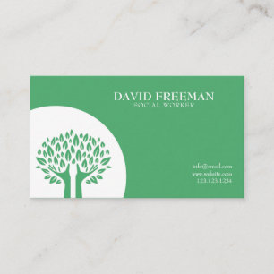 Carte De Visite Arbre vert moderne Feuilles travail social