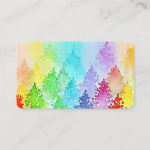Carte De Visite Arbres à aquarelles arc-en-ciel