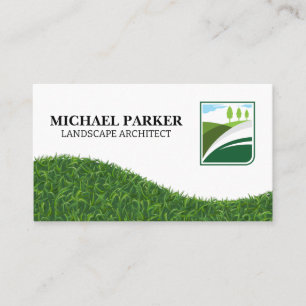 Carte De Visite Arbres dans le logo de terrain   Paysage de l'herb