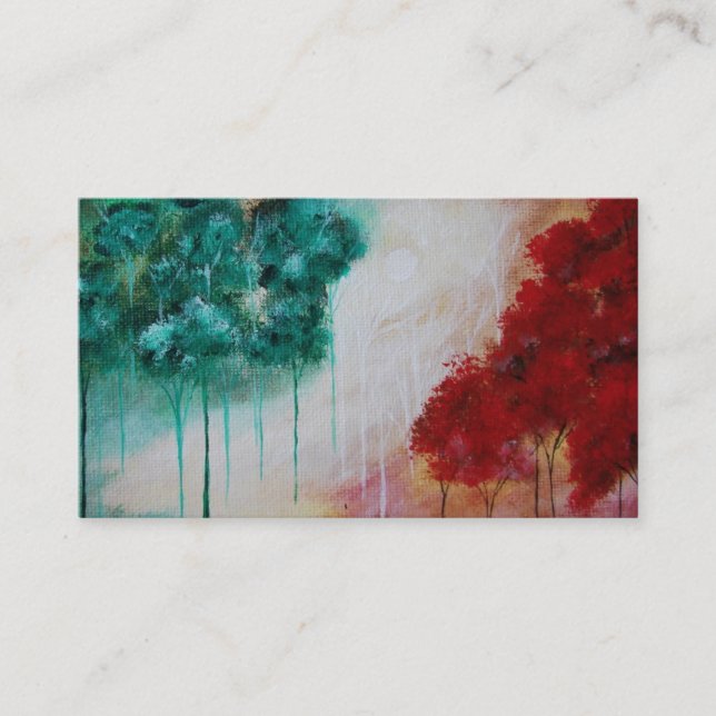 Carte De Visite Arbres maigres enchantés de paysage d'art abstrait (Devant)