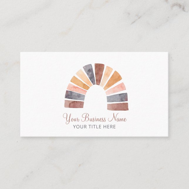 Carte De Visite Arc arc-en-ciel Boho Watercolor (Devant)