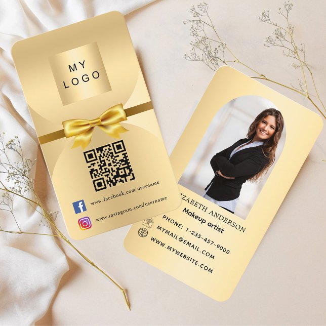 Carte De Visite Arc d'or photo Qr médias sociaux (Créateur téléchargé)