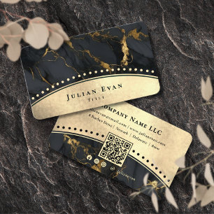Carte De Visite Arc Elegant Vintage Pailleté Or Luxe Agate Noire