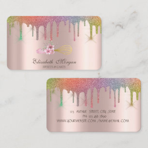 Carte De Visite Arc-en-ciel Boulangerie Whisk Fleurs