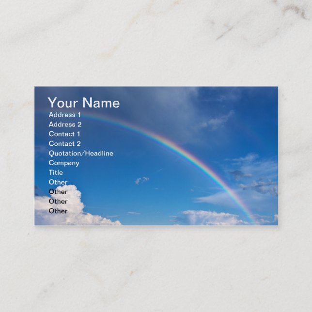 Carte De Visite Arc-en-ciel dans un ciel bleu (Devant)