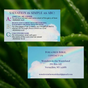 Carte De Visite Arc-en-ciel de Dieu ABC du salut de l'Évangile chr