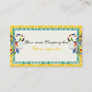 Carte De Visite Arc-en-ciel feuille de défilement jaune turquoise 