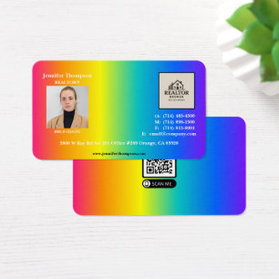Carte de visite arc-en-ciel holographique branché
