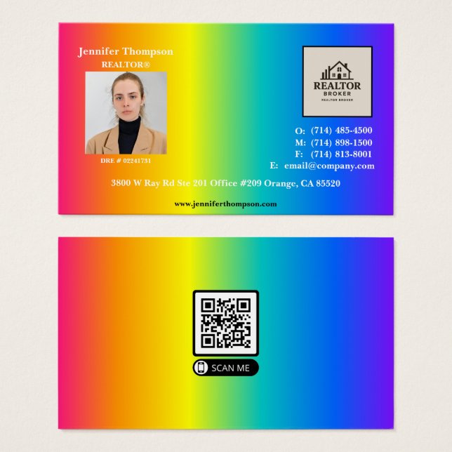 Carte de visite arc-en-ciel holographique branché (Devant & derrière)