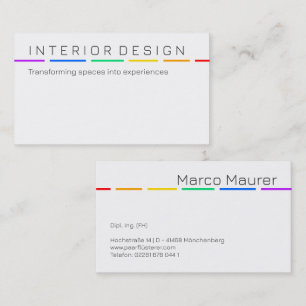 Carte de visite arc-en-ciel minimale avec couleurs