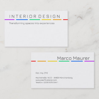 Carte de visite arc-en-ciel minimale avec couleurs