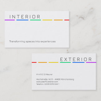 Carte de visite arc-en-ciel minimale avec des coul