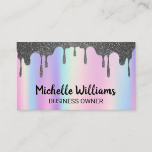 Carte De Visite Arc en ciel   Parties scintillant Argent