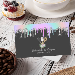 Carte De Visite Arc-en-ciel Parties scintillant gouttes boulangeri