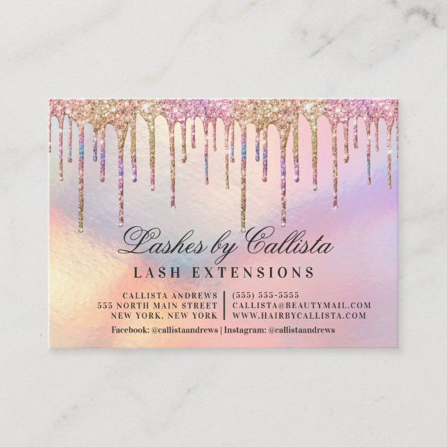 Carte De Visite Arc-en-ciel Parties scintillant holographique Lash (Devant)