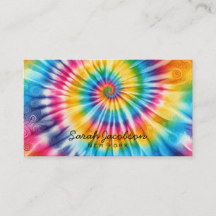 Carte De Visite Arc-en-ciel Psychedélique Rétro Tie-Dye