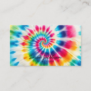 Carte De Visite Arc-en-ciel Psychedélique Rétro Tie-Dye