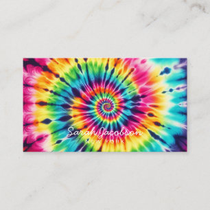 Carte De Visite Arc-en-ciel Psychedélique Rétro Tie-Dye