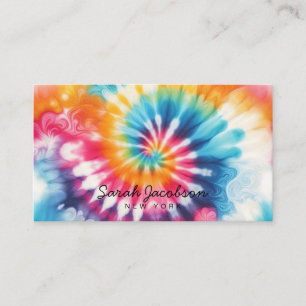 Carte De Visite Arc-en-ciel Psychedélique Rétro Tie-Dye