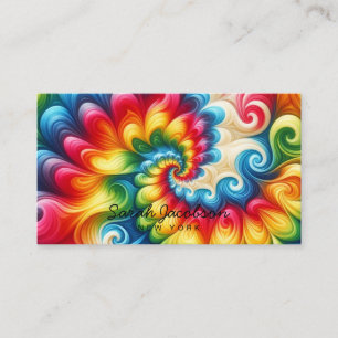 Carte De Visite Arc-en-ciel Psychédélique Rétro Tie-Dye
