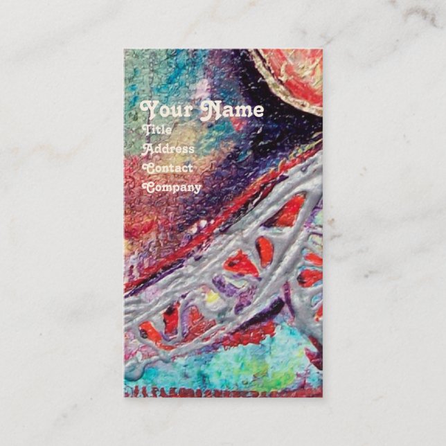 Carte De Visite ARCADIE, Rouge Bleu Argent Abstrait (Devant)