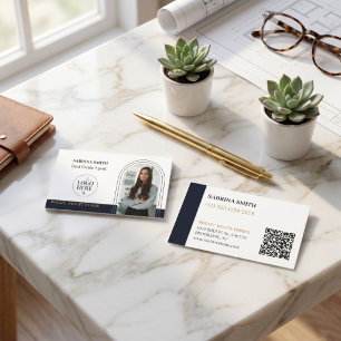 Carte De Visite Arch Photo Logo & Code QR Courtier immobilier   Im