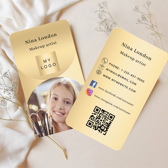 Carte De Visite Arche or photo Qr logo des médias sociaux (Créateur téléchargé)