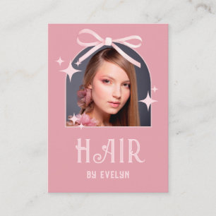 Carte De Visite Arche Photo Pink Bow Cheveux QR Code