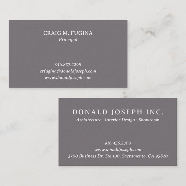 Carte De Visite Architect Firm Business Card in Fossil Gray (Devant / Derrière)