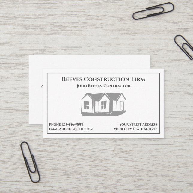 Carte de visite architecte de Contrat de construct (Devant/Arrière en situation)