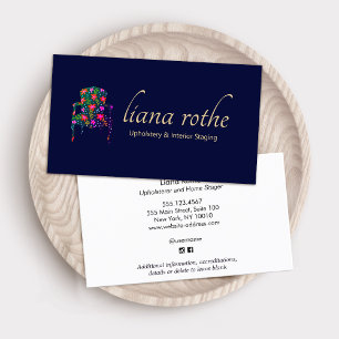 Carte De Visite Architecte d'intérieur Floral Chaise Carré