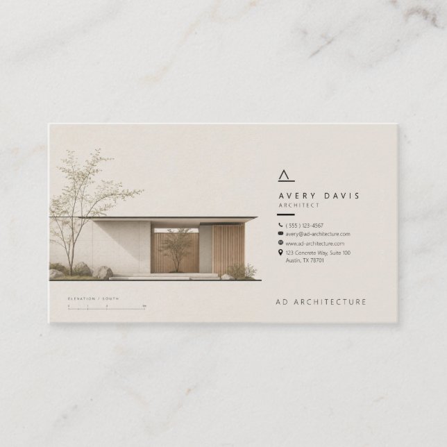Carte De Visite Architecte Japandi Moderne (Devant)