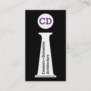 Carte De Visite Architecte moderne noir, blanc, violet monogramme