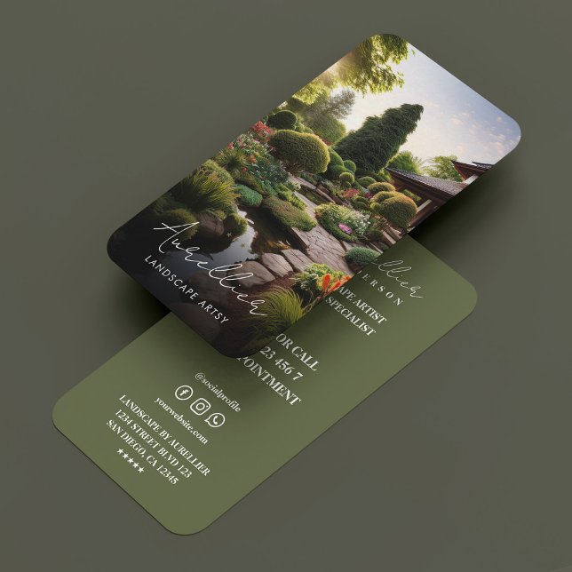 Carte De Visite Architecte paysagiste Spécialiste du jardin vert (Landscape Architect Garden Specialist Sage Business Card
)
