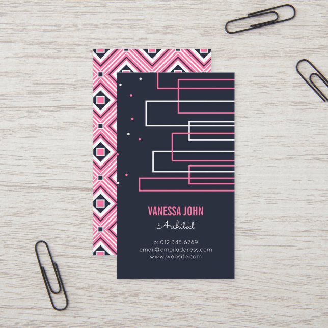 Carte De Visite | architectes simple de roses indien de l'horizon (Devant/Arrière en situation)