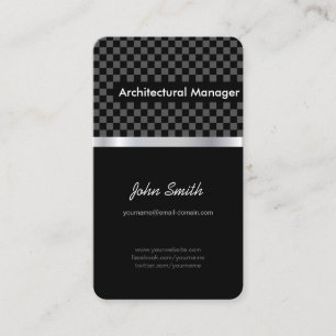 Carte De Visite Architectural Manager - Elegant Black À damiers