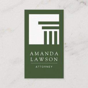 Carte De Visite Architecture des piliers Élégant Vert Simple