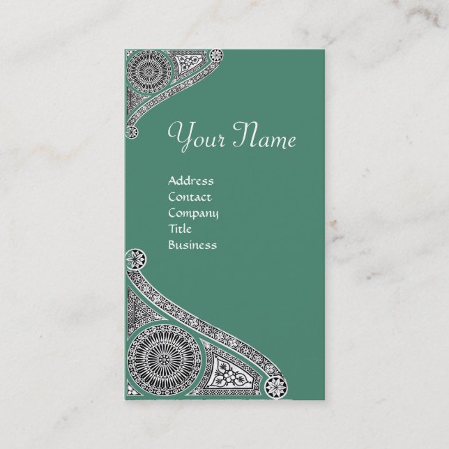 Carte De Visite ARCHITECTURE RENAISSANCE MONOGRAM Vert Blanc (Devant)