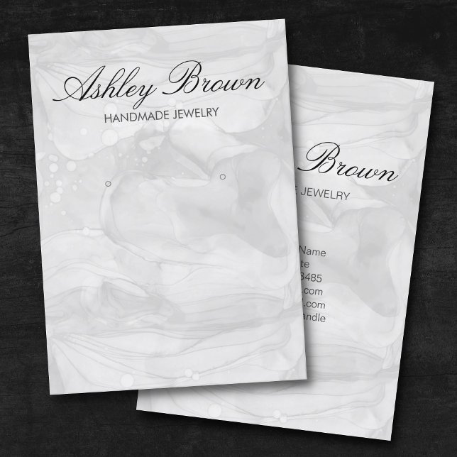 Carte De Visite Argent Aquarelle Bijoux artisanal Écran d'oreille (Créateur téléchargé)