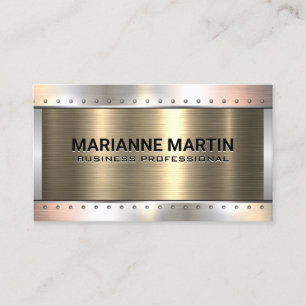 Carte De Visite Argent d'aluminium or brossé Rivets métalliques